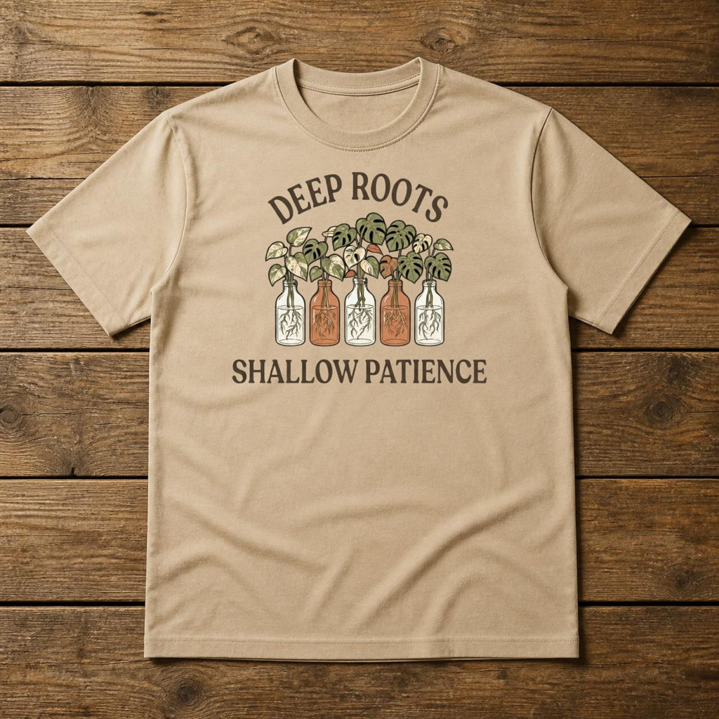 Funny Plant Propagation Shirt, Deep Roots Shallow Patience Tee, Plant Mom Gift