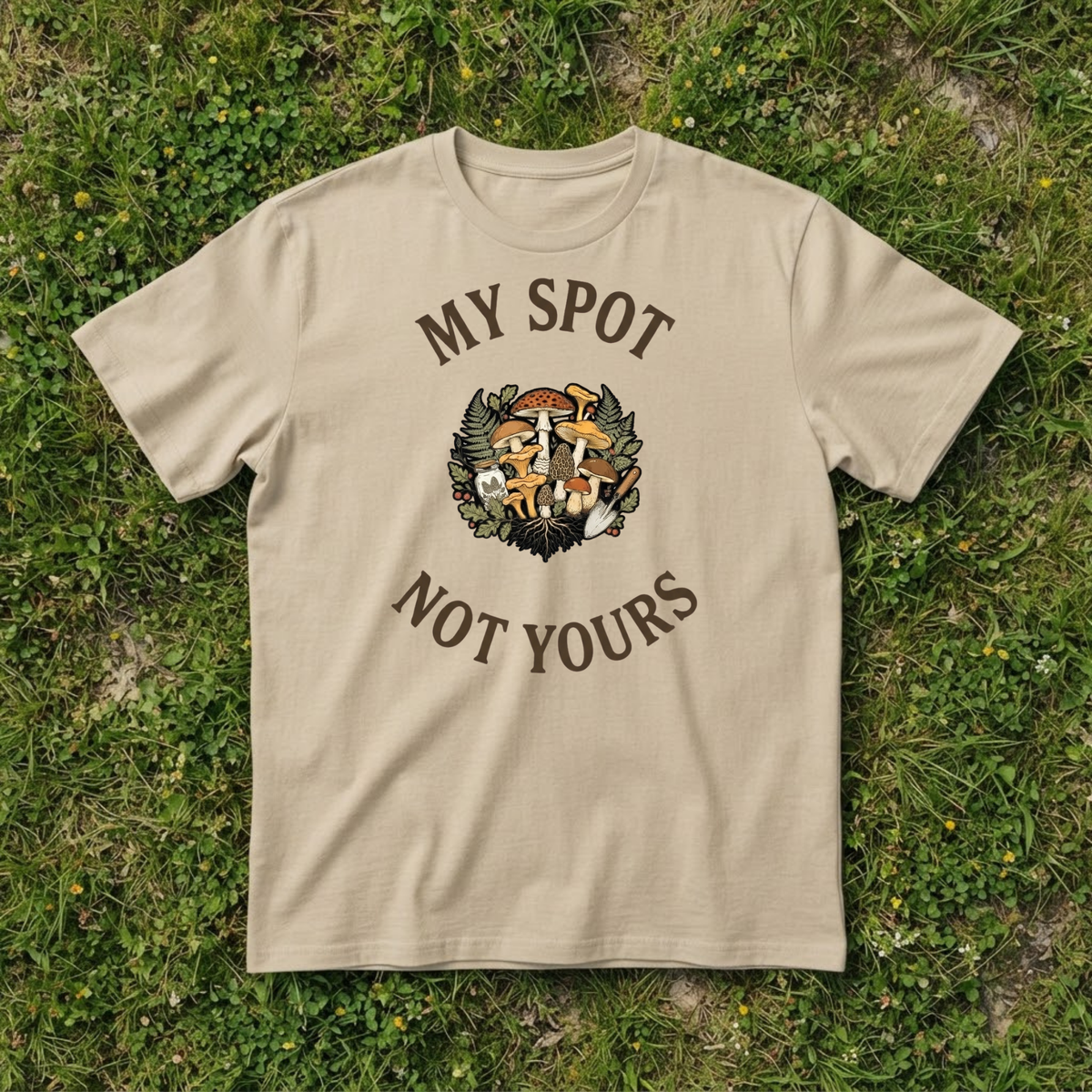Funny Mushroom Foraging T-Shirt, My Spot Not Yours, Wild Hunter Gift Tee