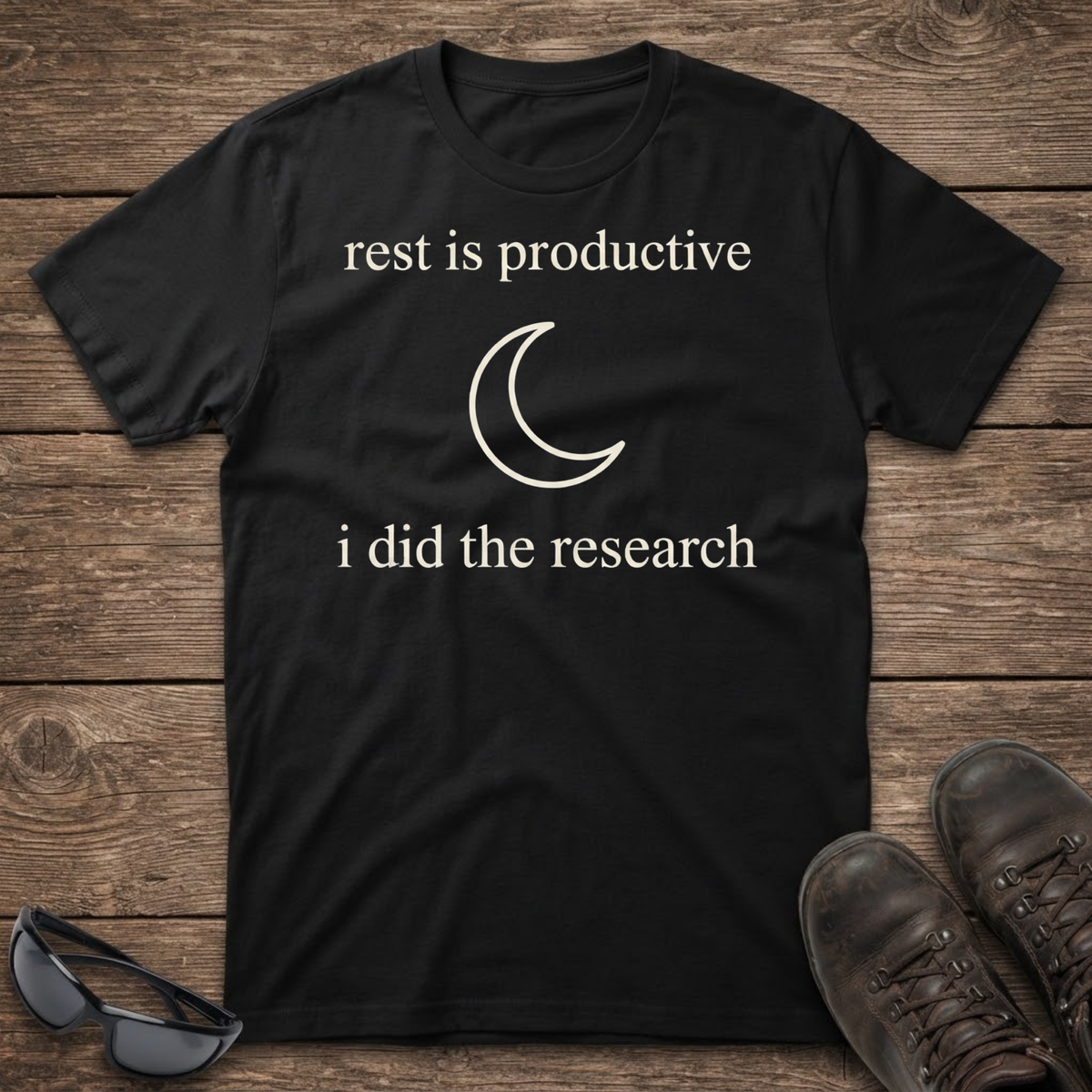 Rest Is Productive Moon T-Shirt, Funny Minimalist Self Care Tee, Nap Enthusiast Gift