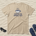 Coffee Spiral Out T-Shirt, Embroidered Patch Style Graphic Tee, Caffeine Humor